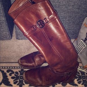 Brown leather Tory Burch riding boots